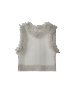 tulle frill tank -gray-