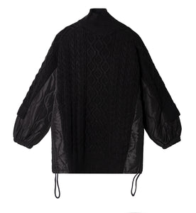 quilting knit patchwork knit -black-