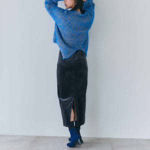 blue × yellow melange shaggy knit