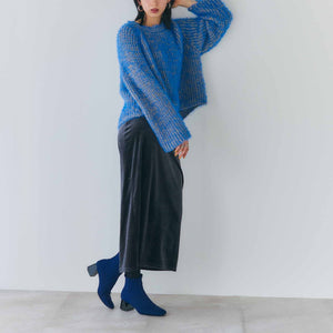 blue × yellow melange shaggy knit