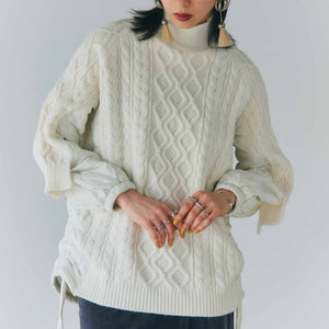 quilting knit patchwork knit -white-