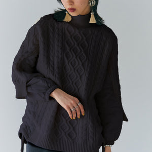 quilting knit patchwork knit -black-