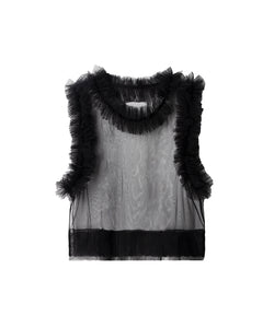 tulle frill tank -black-