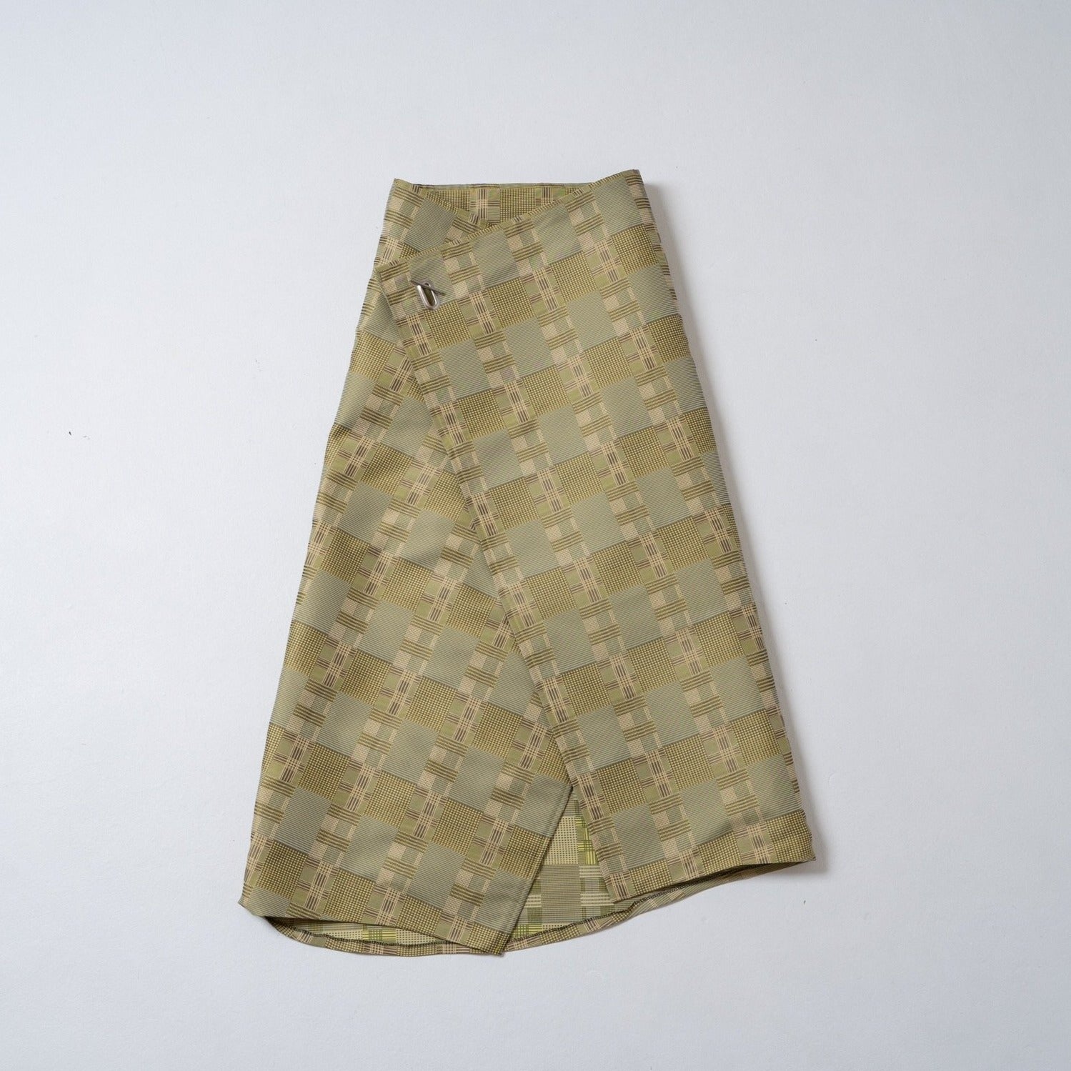 quatre check wrap skirt -yellow-