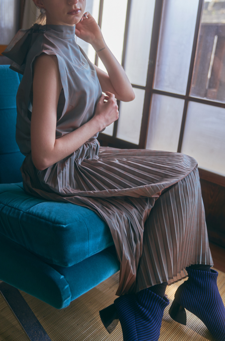 chambray bow tie one piece