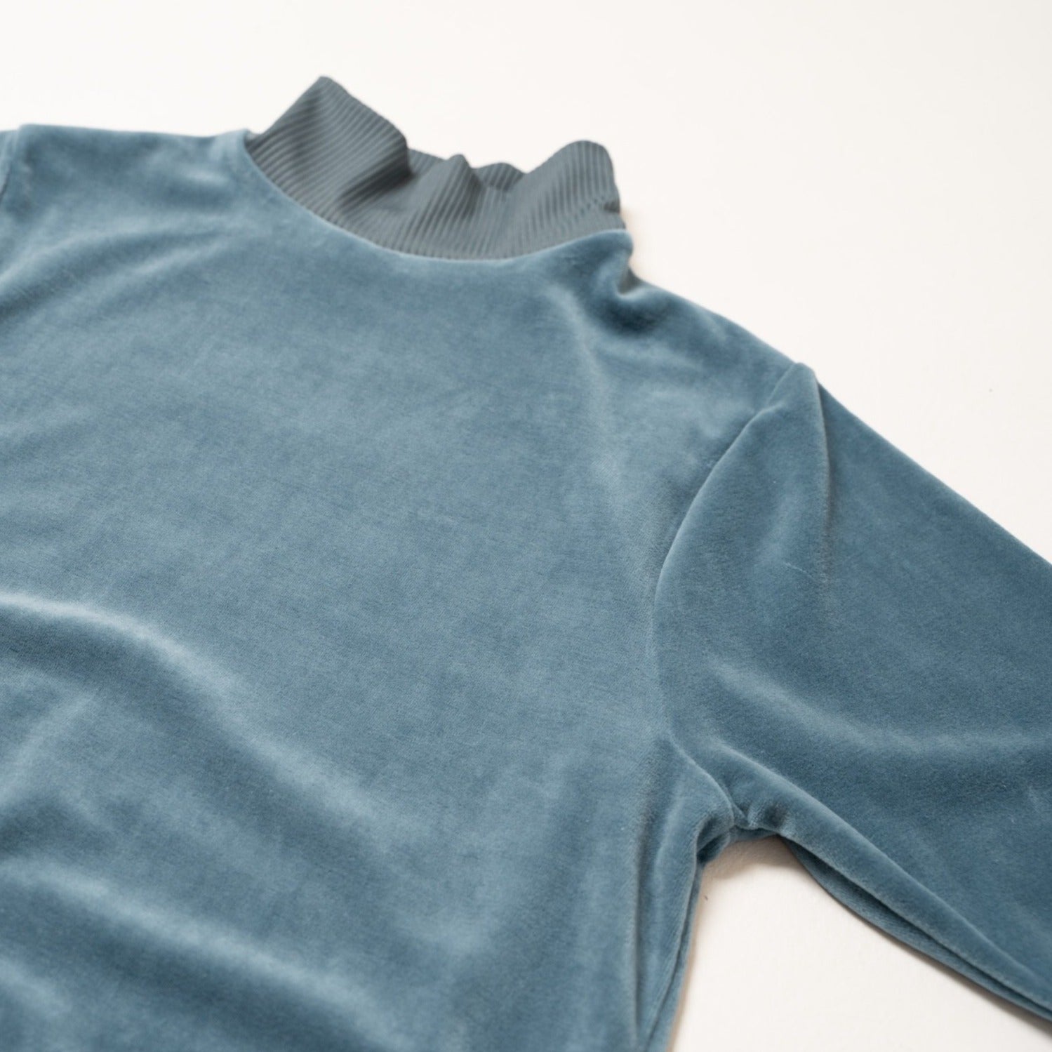 cotton velour Tshirt -blue-