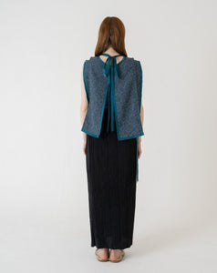 botanical jacquard vest -blue-