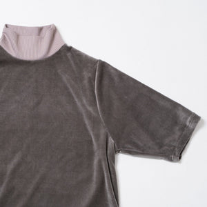 cotton velour Tshirt -charcoal-