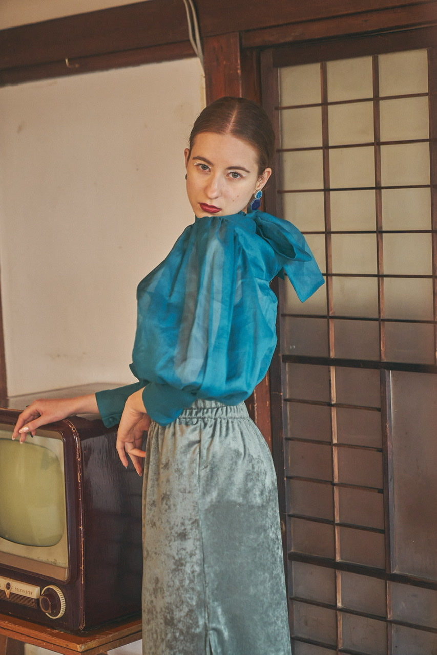 summer velour skirt -moss green-