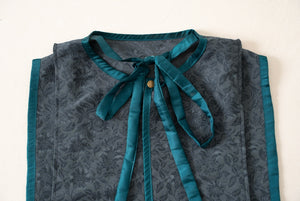 botanical jacquard vest -blue-