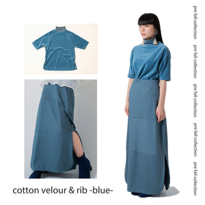 cotton velour Tshirt -blue-