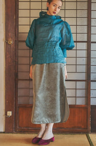 summer velour skirt -moss green-