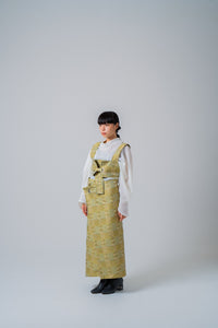 quatre check wrap skirt -yellow-