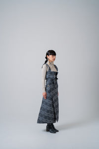 quatre check wrap skirt -black-