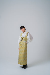 quatre check wrap skirt -yellow-