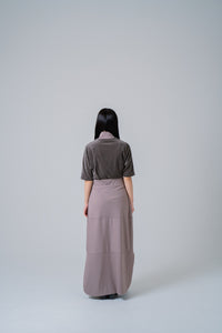 silky rib skirt -beige-