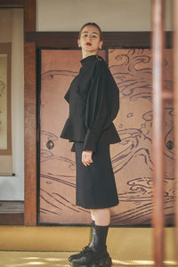 "oumi sarashi" blouse -black-