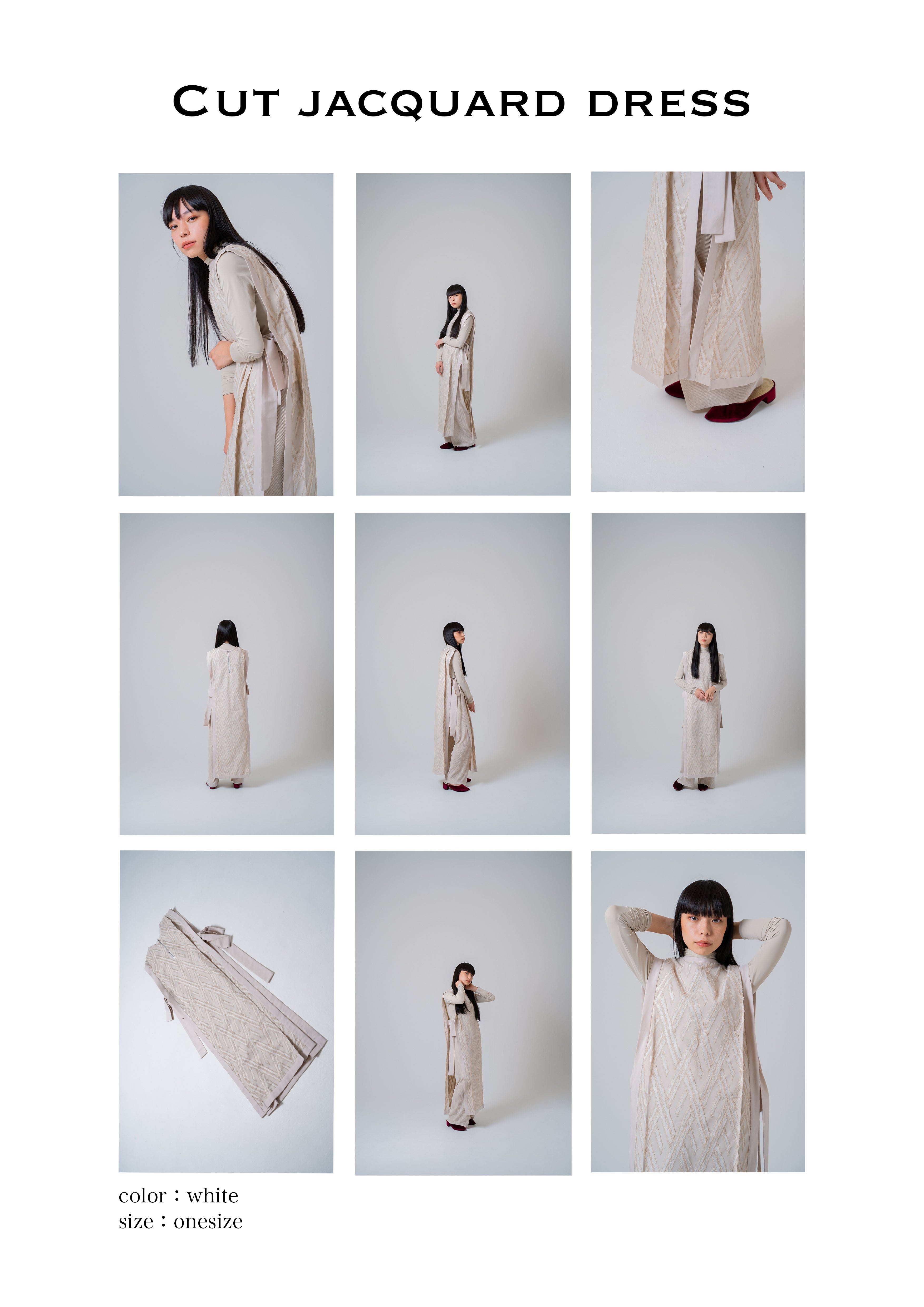 cut jacquard dress -white- – WannaC