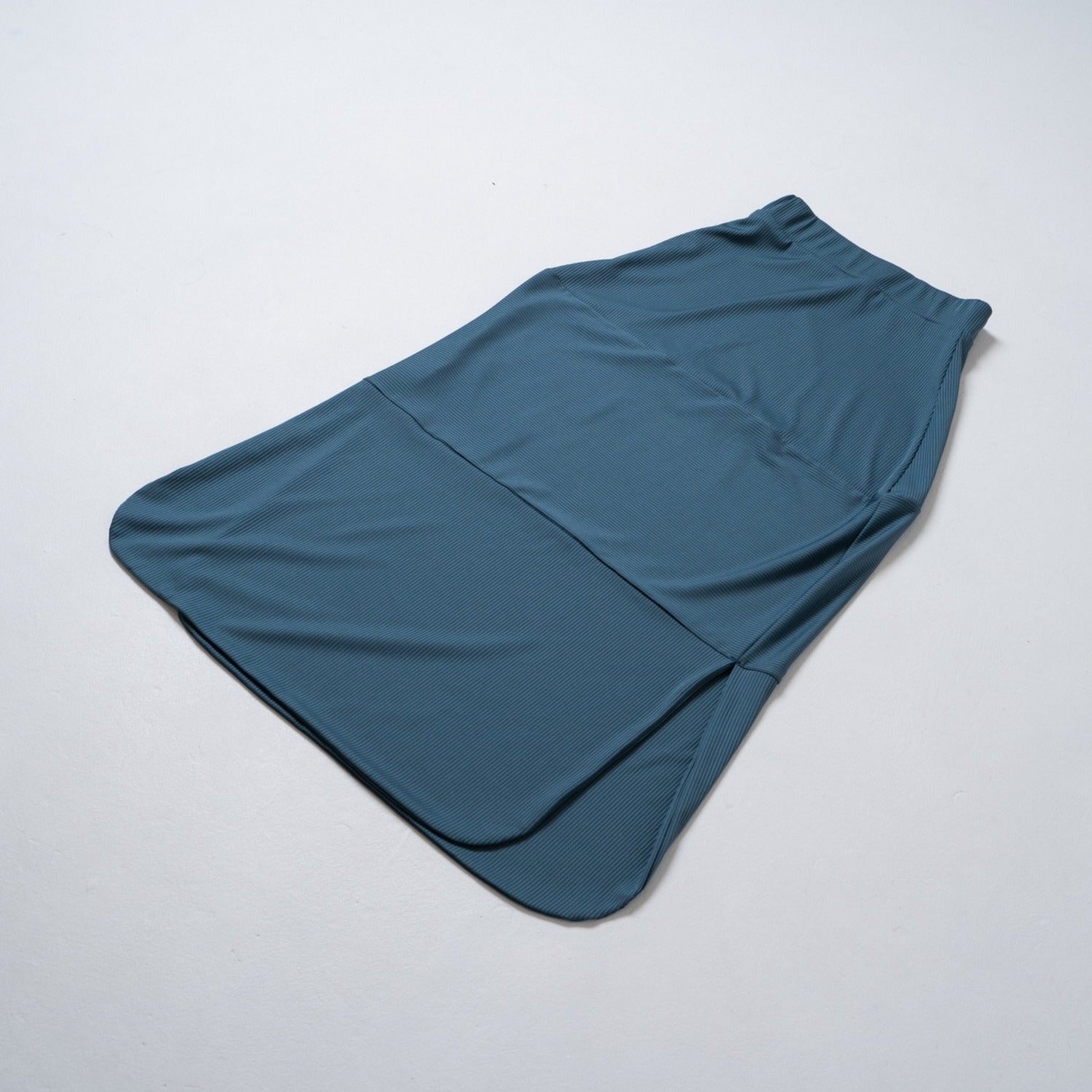 silky rib skirt -blue-